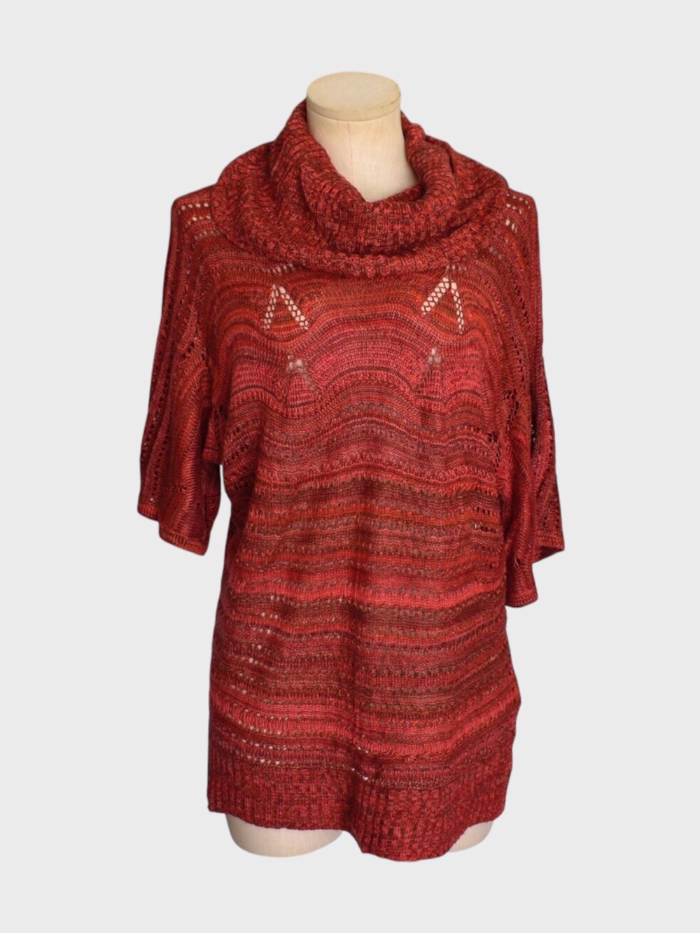 Fever Marled Open Knit Cowl Neck Oversized Sweater